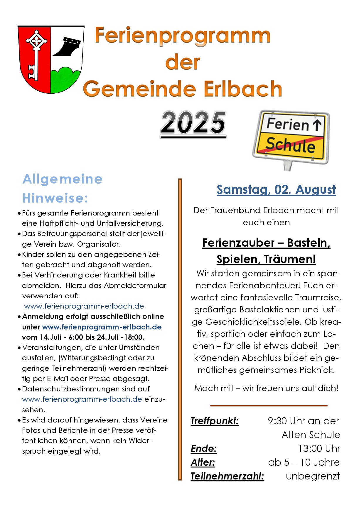 Ferienprogramm 2025 - Seite 1